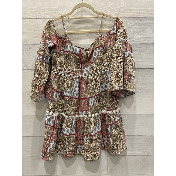 Design Lab Womens Small Bohemian Hippie Flowy Tunic Cottage Core Peasant Dress - Picture 4 of 15